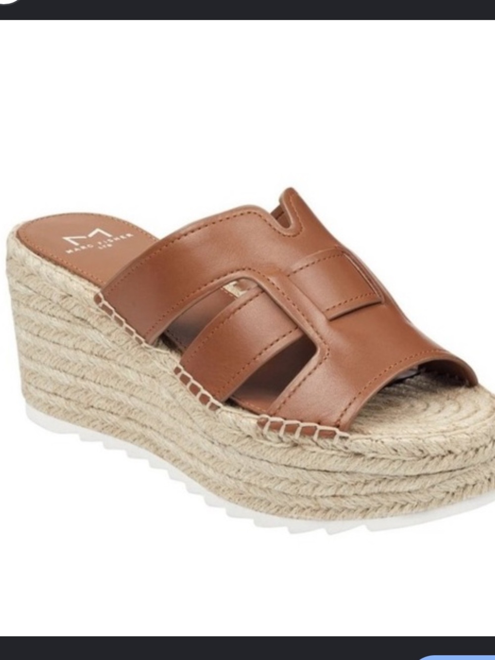 Leather Espadrille Wedge Slide - Brown Mark Fisher Basically New